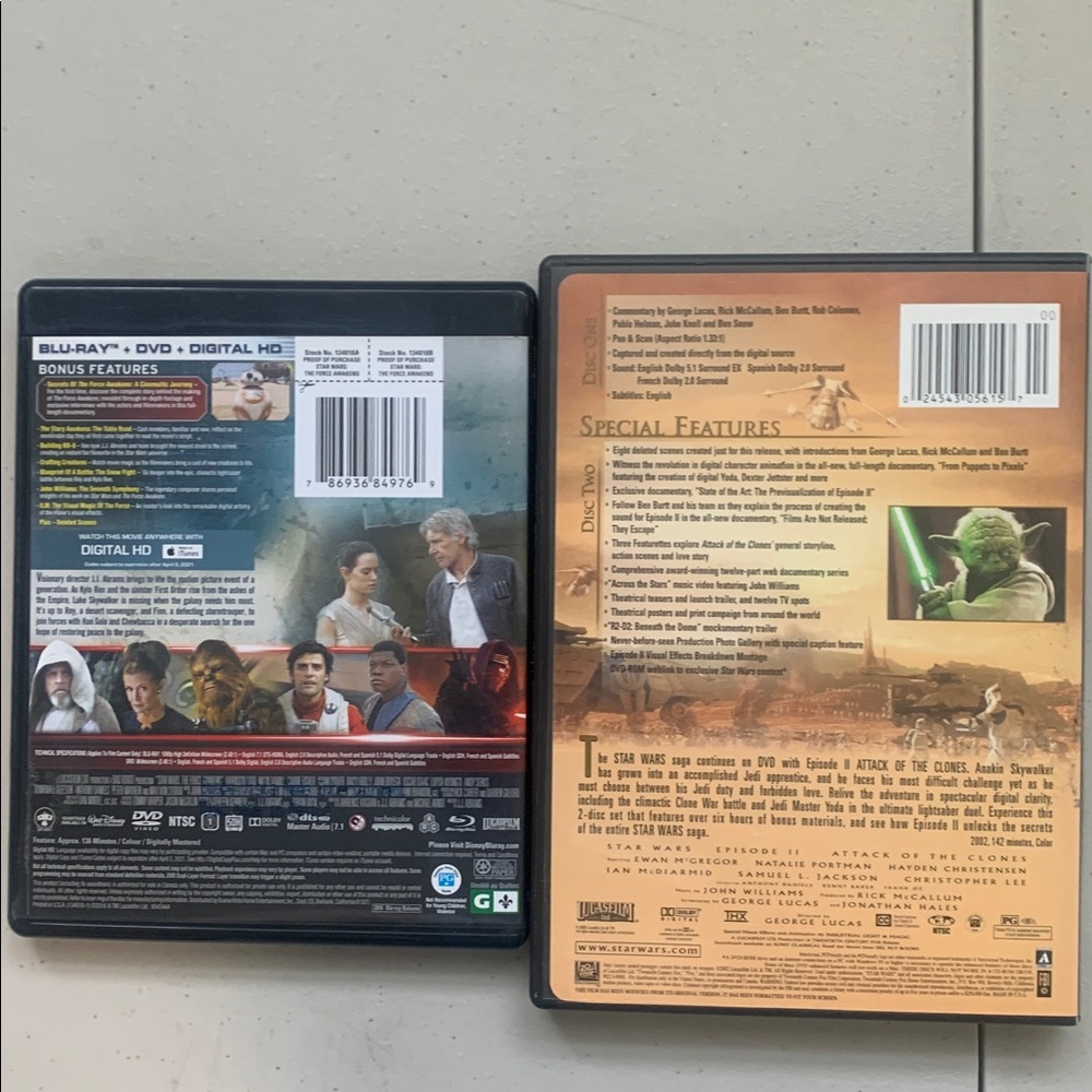 Star Wars Blu-ray and DVD Set - The Force Awakens and Attack Of The Clones - Picture 2 of 6